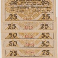 Klein-Nordende-Lieth-Notgeld 2x25-50-75 Pfennig bis 31.12.1921 6Scheine