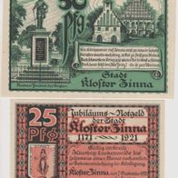 Kloster-Zinna-Notgeld 25-50 Pfennige vom 07.09.1920 2Scheine