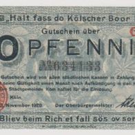 Köln-Notgeld 10 Pfennig vom 03.11.1920 , G34