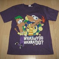 cooles T-Shirt Phineas & Ferb Gr.134/140 DISNEY lila (0415)