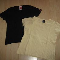 2x T-shirt schwarz (C&A ) + gelb (GAP) Gr. 134/140/146 (0415)