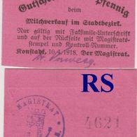 Konstadt-Schlesien-Notgeld 7 Pfennige vom 10.04.1918 Milchverkauf,