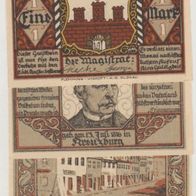 Kreuzburg-Schlesien-Notgeld 3x1Mark ohne Datum Motiv-Gustav Freytag, 3Scheine