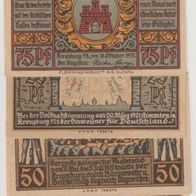 Kreuzburg-Schlesien-Notgeld 25-50-75-75 Pf. v.18.10.1921 Motiv-G. Freytag, 4Scheine