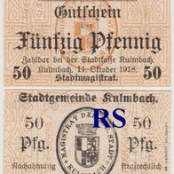 Kulmbach-Notgeld 50 Pfennige vom 11.10.1918 Nr.8222 Prägestempel,