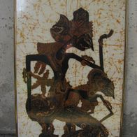 original Batik Textil Gemälde Schattenfiguren Bali Indonesien 72x91cm Stoff Bild