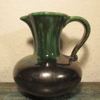 Vintage Jugendstil Kanne 13cm Lavaoptik grün/schwarz irisierend Deko Krug Vase