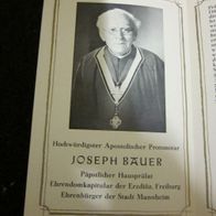 Mannheim Andachts-Gedenkbild Joseph Bauer Päpstlicher Hausprälat