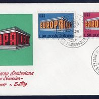 1) Italien FDC 1969 - MiNr. 1295-1296 - Europa CEPT 1969 - Europa in Tempelform