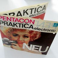 original Datenblatt für Pentacon Praktica electronic * großes Faltblatt 3-teilig