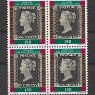 004) Liechtenstein 1990 Briefmarken Mi. Nr. 986 4er Block postfrisch
