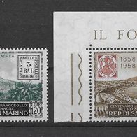 010) San Marino 1958 Briefmarken Mi. Nr. 604/05 ungebraucht