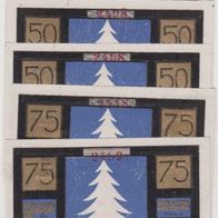 Langeln-Hemdingen-Notgeld 25-50-50-75-75 Pf. bis 31,12.1921 Weihnachtsmotiv 5Scheine