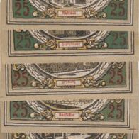 Langensalza-Notgeld 6x25 Pfennige von 1921 bis 01.09.1921,6Scheine