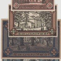 Lauchstedt-Bad-Notgeld 10-25-50-50 von 1919 und 1921,4Scheine
