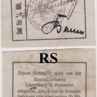 Lauenburg-Pommern-Notgeld Eine halbe Mark Leinen Nr. B759, gebrauchte Erhaltung