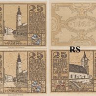 Laufen-Waging-Notgeld 25-25 Pfennnig von 1920, dünnes-und-Büttenpapier 2Scheine