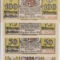 Lauterberg-Bad-Harz-Notgeld 25-50-75-100 Pfennige vom 15.07.1921, 4Scheine