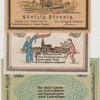 Leck-Notgeld 25-50 Pfennige und 1Mark ohne Datum,3Scheine