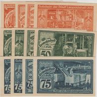 Leopoldshall-Notgeld 4x25-50-75 Pfennige vom 25.07.1921,12Scheine Motiv Bergbau