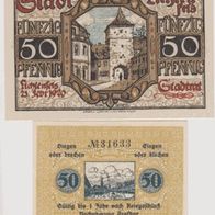 Lichtenfels-Notgeld 50 Pfennig vom 01.08.1918 und 50Pf.v. 23.02.1920, 2Scheine