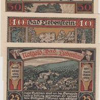 Liebenstein-Bad-Notgeld 10-25-50 Pfennig ohne Datum, 3Scheine