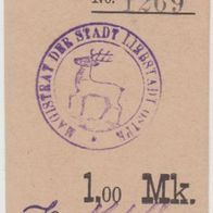 Liebstadt-Ostpreußen-Notgeld 1Mark mit Nr.1269 Karton Papier