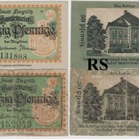 Liegnitz-Schlesien-Notgeld 50-50 Pf. serie4 und 5,1x stark gebraucht,2Scheine