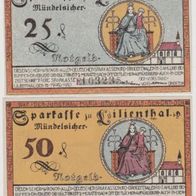 Lilienthal-Bremen-Notgeld 25-50 Pfennig vom 15.03.1921, 3Scheine,