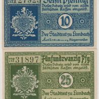 Limbach-Notgeld 10-25 Pfennig bis 31.12.1919, 2Scheine