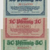 Limburg-Lahn-Notgeld 10-25-50 Pfennig vom 01.11.1918 , 50Pf. ohne-Künstler, 3Scheine