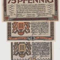 Lingen-Notgeld 10-25-50-75 Pfennige vom 01.04.1921 und 01.09.192, 4Scheine