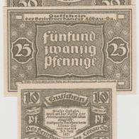 Löbau-Sachsen-Notgeld 5-10-25-50 Pfennig bis 30.6.1921 4Scheine,