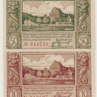 Lötzen-Ostpreußen-Notgeld 10-50 Pfennig vom 01.11.1920 Schlossansicht 2Scheine