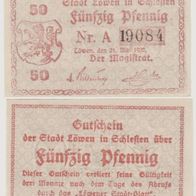 Löwen-Schlesien-Notgeld 50 Pfennig vom 21.05.1920 Nr.19084