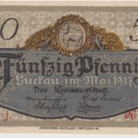 Luckau-Notgeld 50 Pf. vom 05.1917 bis 31.12,1918, 4Unterschriften Nr. J-03328 rot