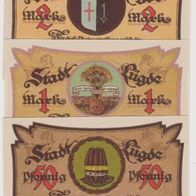 Lügde-Notgeld 50 Pfennig 1-2 Mark vom 16.02.1921, 3Scheine andere Nummer