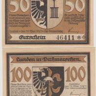 Lunden-Notgeld 50-100 Pfennige vom 19.05.1921, 2Scheine