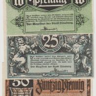 Lüneburg-Notgeld 10-25-50 Pfennig ohne-Datum 3Scheine,