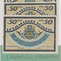 Lütjenburg-Notgeld 4x50 Pfennig vom 1.11.1921 mit- Originalverpackung 4Scheine