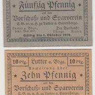 Lutter-Barenberg-Notgeld 9-10 Pfennig vom 01.05.1917 Sparverein, 2Scheine