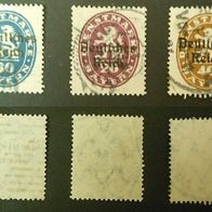 3 Briefmarken Dienstmarke Bayern Deutsches Reich , gestempelt