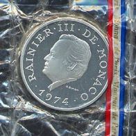 MONACO Silber 100 Francs 1974 "25. Regierungsjubiläum Fürst Rainier III." (1949-2004)