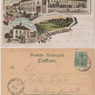 Alvensleben-Gruss-aus-Litho-AK 1902 Kirche Petris Gasthof Domaine Erhaltung 1