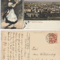 Apolda-Thüringen-Gruss-aus-AK 1918 Heliocolor- Karte, Knödelmotiv Erhaltung 2