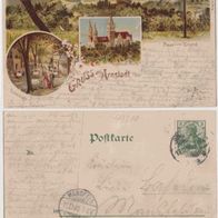 Arnstadt-Gruss-aus-Litho-AK 1905 drei Bilder Erimitage und Plauer Grund Erhaltung 1