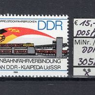 DDR 1986 Eröffnung der Eisenbahnfährverbindung Mukran - Kleipeda MiNr. 3052 I postfr