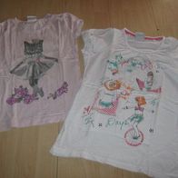 2x tolles T-Shirt YIGGA u.a. Ballettkatze Gr. 146/152 rosa - weiß (0515)