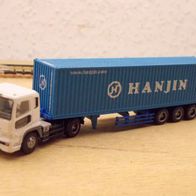 Mitsubishi Fuso Super, 40 ft.-Container-Sattelzug, weiß-blau, Hanjin, Ep5, Tomytec