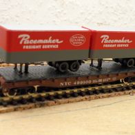 Piggyback Flat Car, USLX, Flachwagen, braun, 2 Sattelauflieger,1, OVP, Atlas 3750 Ep3